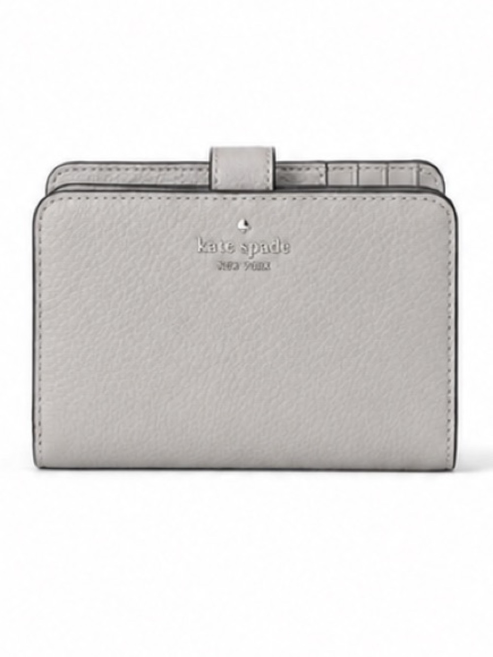Kate Spade Wallet Light Grey Pebbled Leather Snap Closure Zip Coin Organizer